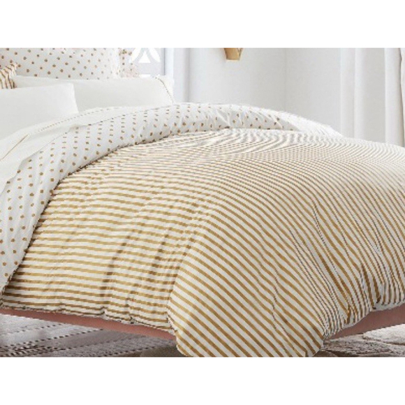 Pottery Barn Teen Emily Meritt Metallic Stripe Polka Duvet Full/Queen SET Shams - Picture 1 of 9